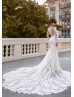Long Sleeves Lace Tulle Illusion Back Timeless Wedding Dress Long Sleeves Lace Tulle Illusion Back Timeless Wedding Dress